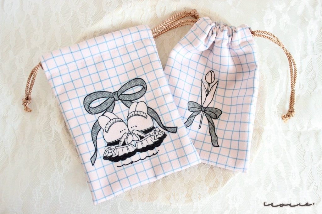 ラブリーうさぎメイド巾着