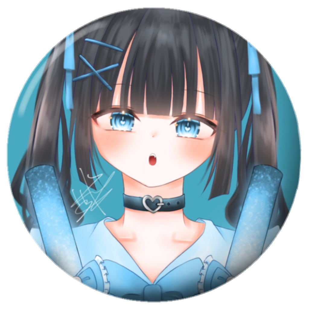 おたくちゃん缶バッジ/水色