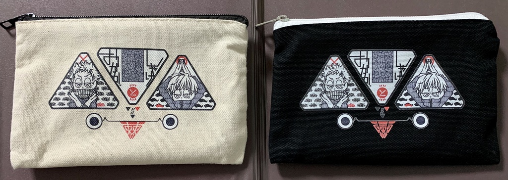 おにぎりと棘くんのしゃけとおかかフラットポーチ 真空管 Booth