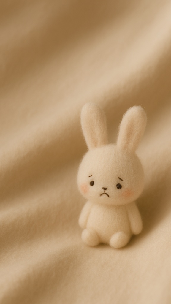 Little UNE 壁紙 #01 – しょんぼりうにぇのやさしい夜 / Soft Bunny Wallpaper