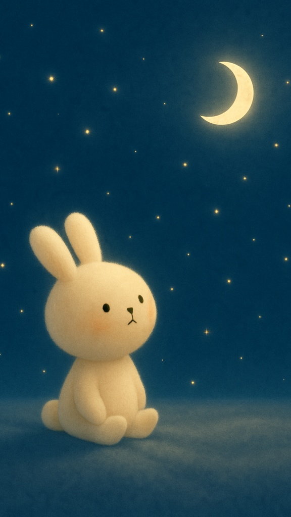 🌙 Little UNE 壁紙 #02 – 月をみあげるうにぇ / Wallpaper #02– Moonlit Bunny
