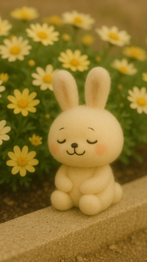 Little UNE 壁紙 #02 – おはなとやすむうにぇ – Soft Flower Bunny