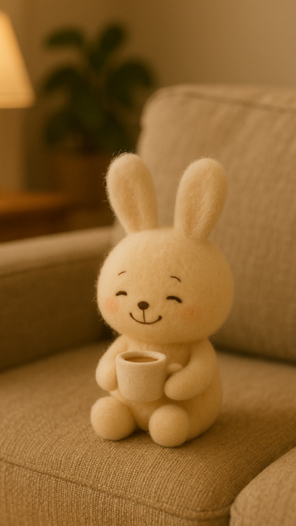 Little UNE 壁紙 #04 – ココアとうにぇ / Wallpaper #04 – Cozy Bunny Wallpaper