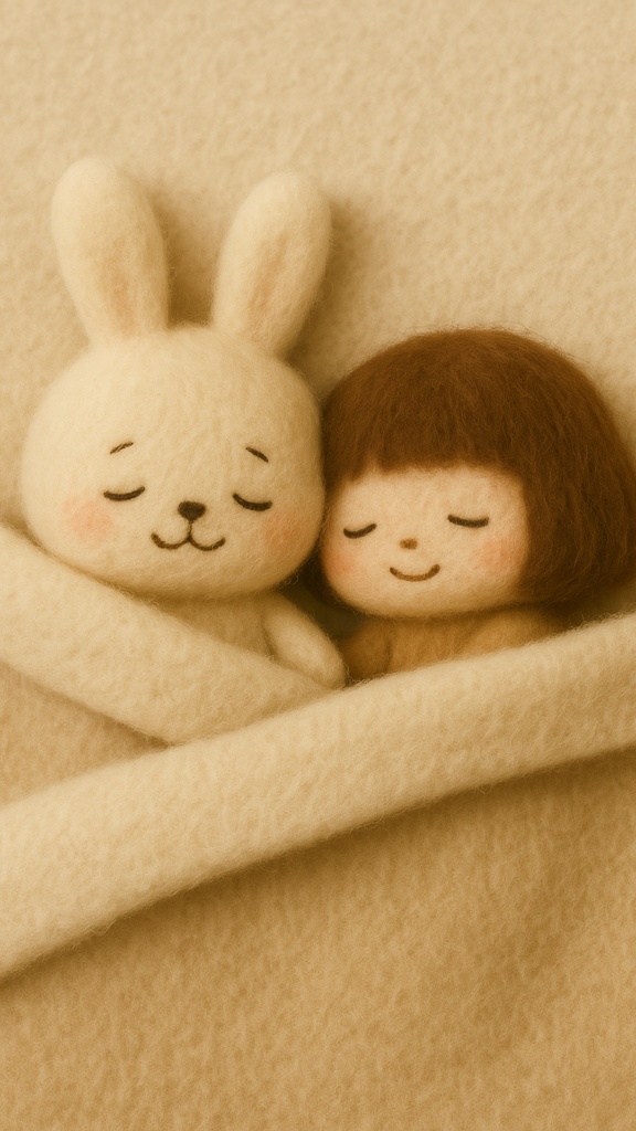 Little UNE 壁紙 #06 – いっしょにねむるふたり / Wallpaper #06 – Snuggled Bunny Wallpaper