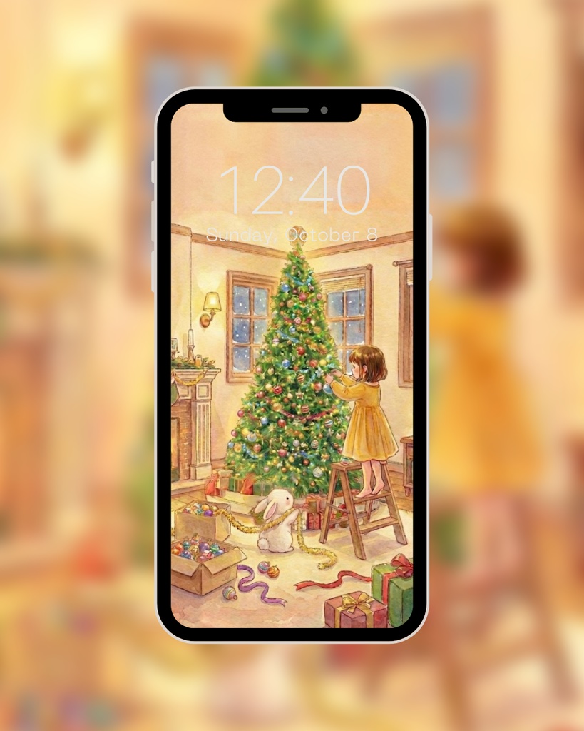 【スマホ壁紙】飾り付けの夜[Smartphone Wallpaper] Decorating the Tree