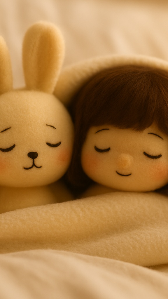 Little UNE 壁紙 #08 – 毛布にくるまるふたり / Wallpaper #08 – Blanket Bunny & Friend Wallpaper