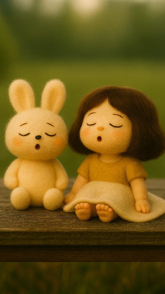 Little UNE 壁紙 #09 – いっしょにあくびするふたり / Wallpaper #09 – Yawning Bunny & Friend Wallpaper