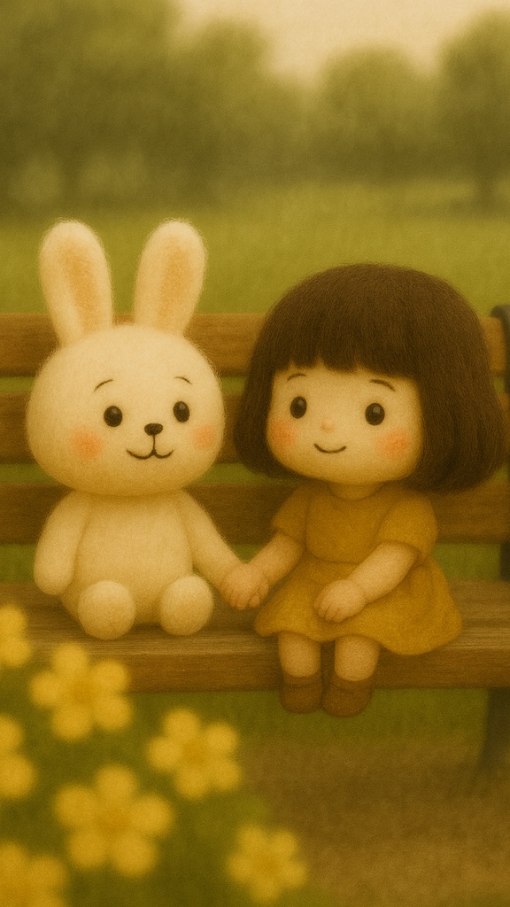Little UNE 壁紙 #13 – 手をつなぐふたり / Wallpaper #13 – Holding Hands Bunny & Friend Wallpaper