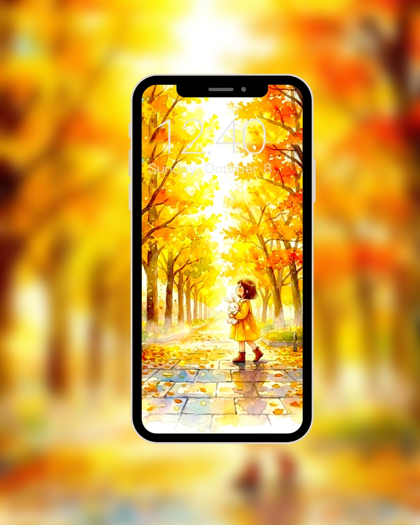 【スマホ壁紙】黄金色の銀杏並木/[Smartphone Wallpaper] Golden Autumn Walk 
