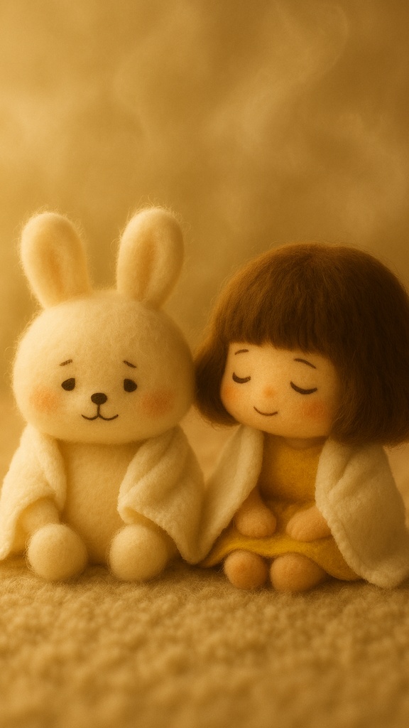 Little UNE 壁紙 #14 – おふろあがりのタオルのふたり / Wallpaper #14 – After Bath Bunny & Friend Wallpaper