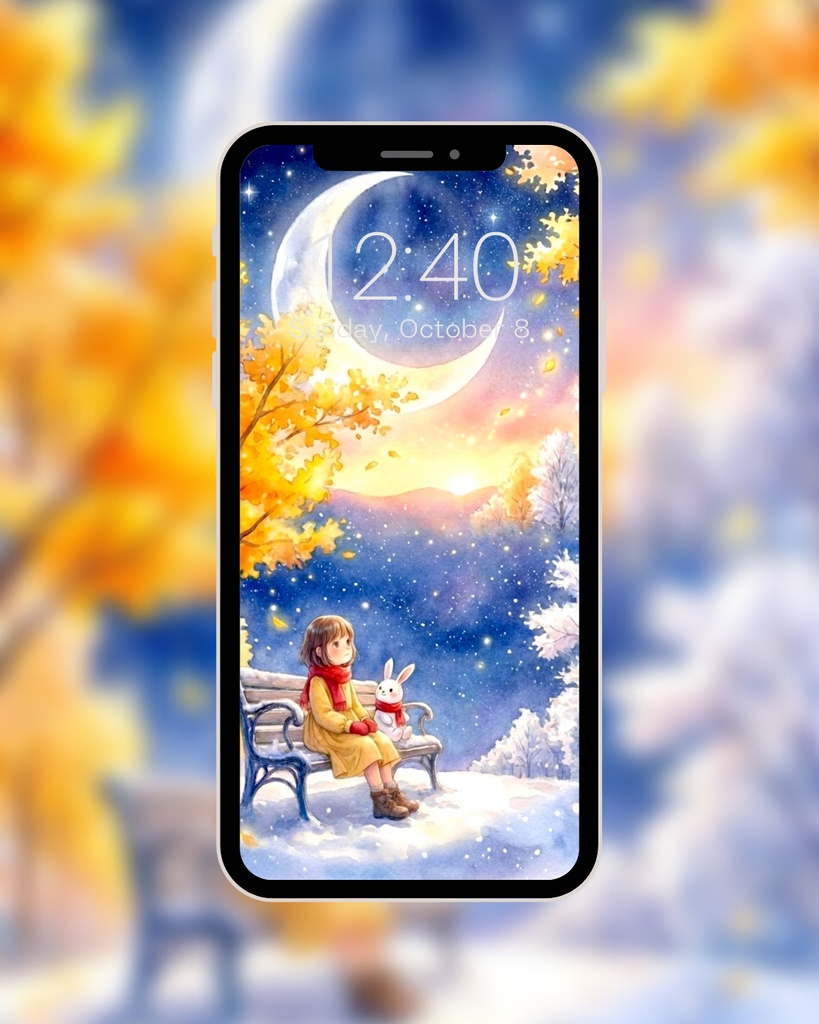 【スマホ壁紙】大きな三日月の夜[Smartphone Wallpaper] Giant Crescent Moon