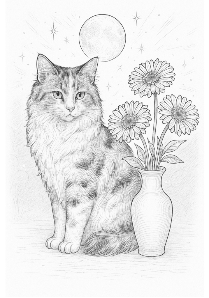 Mystic Cats – Adult Coloring Book30枚セット|A4・PDF・印刷向け300dpi