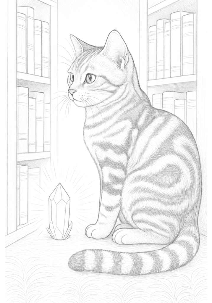 Mystic Cats – Adult Coloring Book30枚セット|A4・PDF・印刷向け300dpi