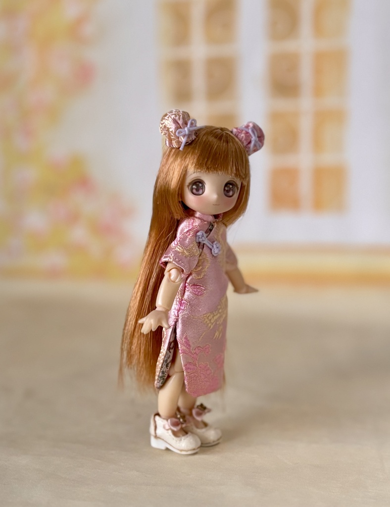 チャイナ服 ピンク オビツ11.ピコニーモP用