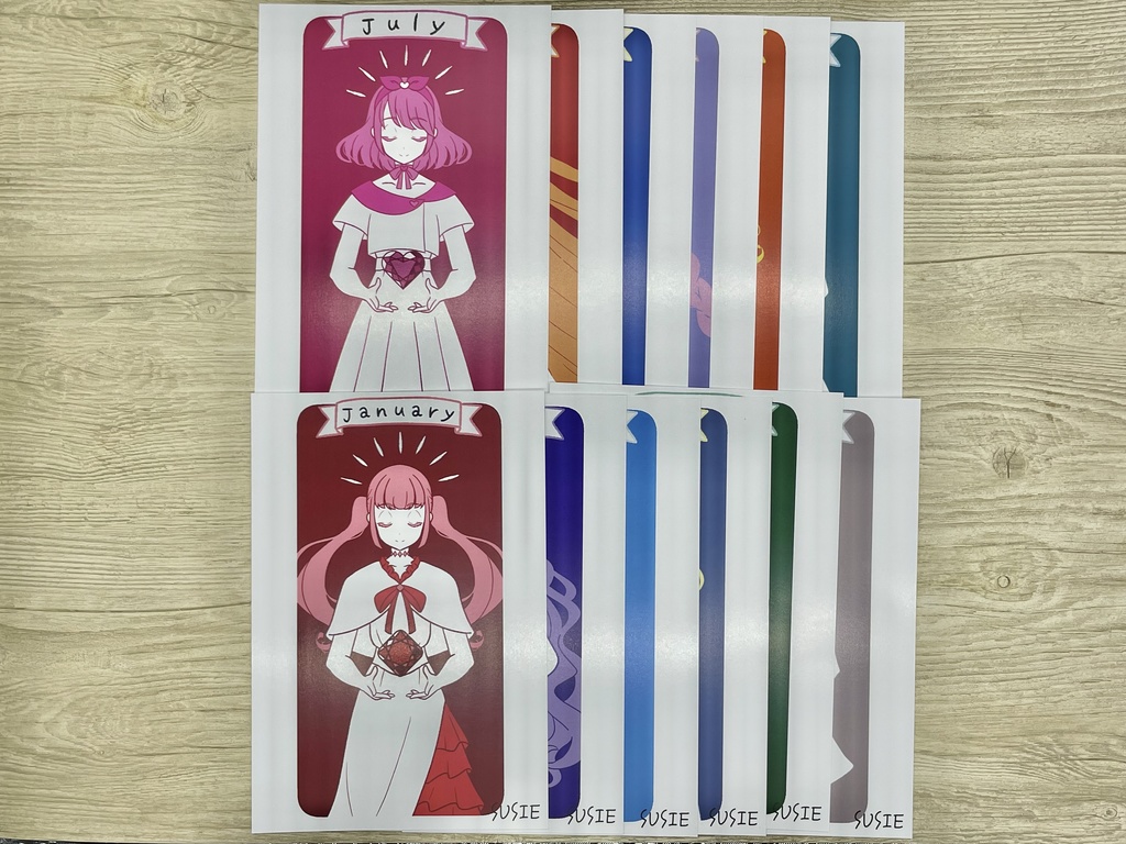 誕生石シリーズ：1月～12月までの12枚セット