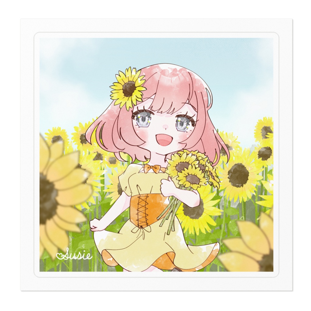 【ステッカー】ひまわりの少女