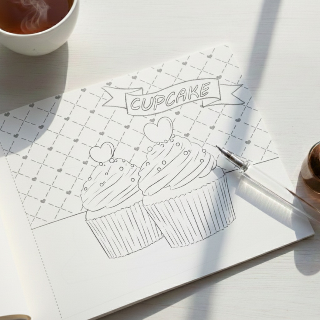 ガラスペンで“書く楽しさ”を味わえる、洋菓子モチーフのなぞり絵ブック