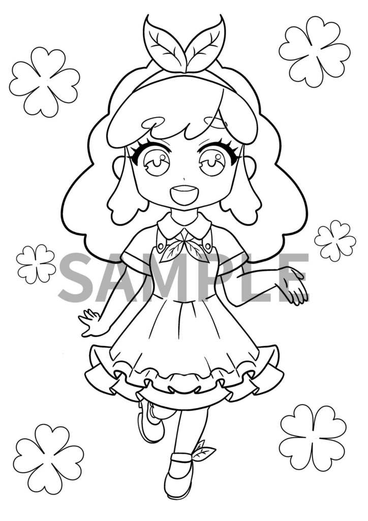 【デジタルデータ】ちびキャラの女の子がたくさん登場する、ぬりえ本