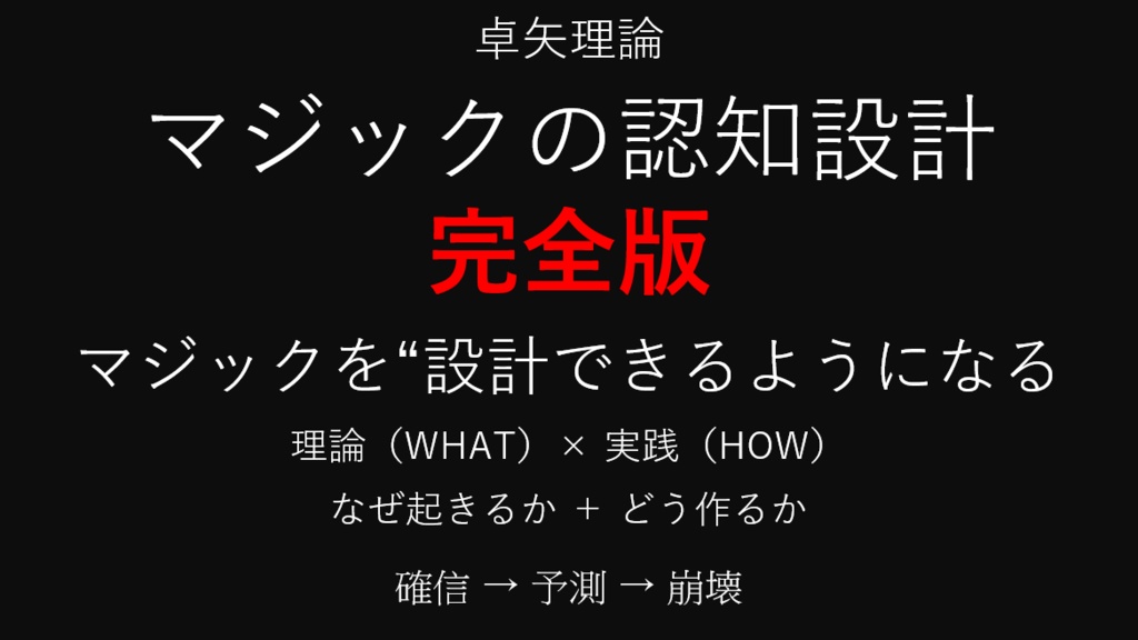 卓矢理論セット なぜ人は“分かった”と思うのか / なぜ同じマジックでも差が出るのか