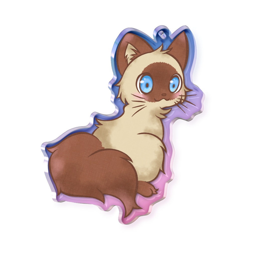 シャム柄ねこちゃんアクリルキーホルダー