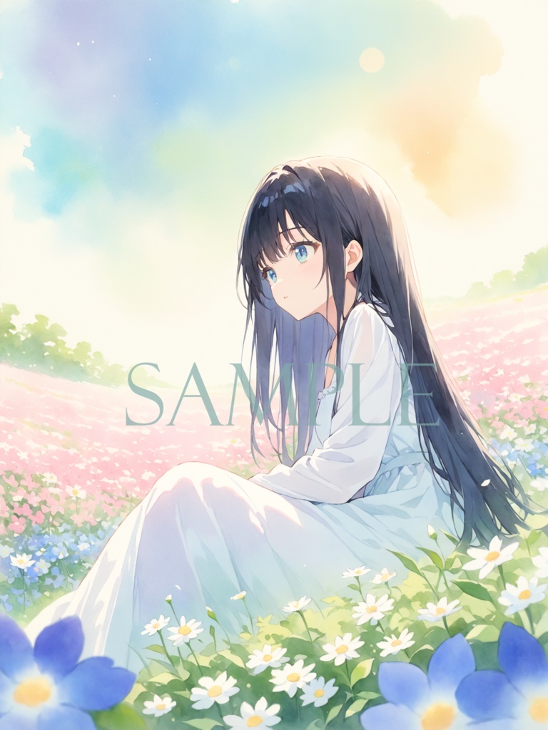 花と黒髪少女（61枚）