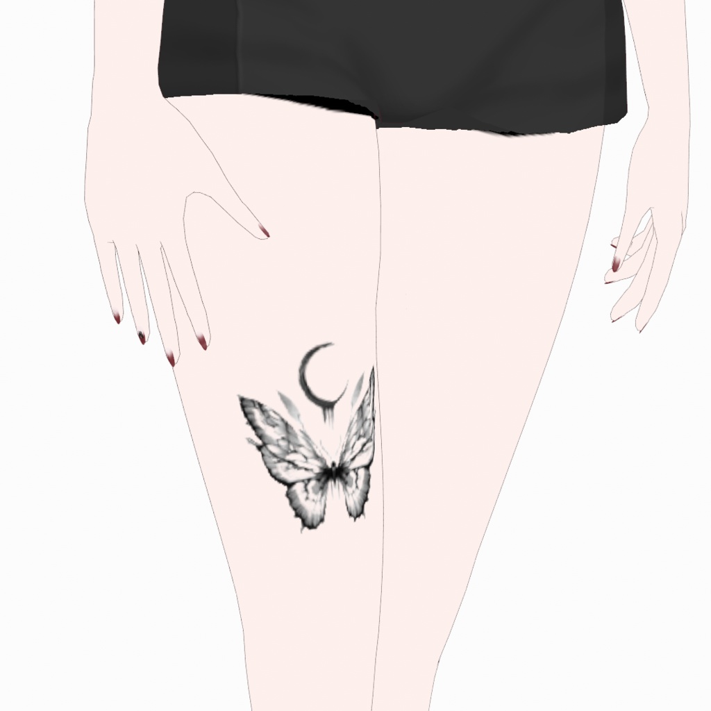 【Free】蝶と月のタトゥー butterfly & moon tattoo vroid
