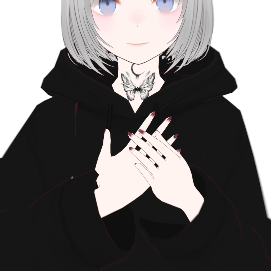 【Free】蝶と月のタトゥー butterfly & moon tattoo vroid