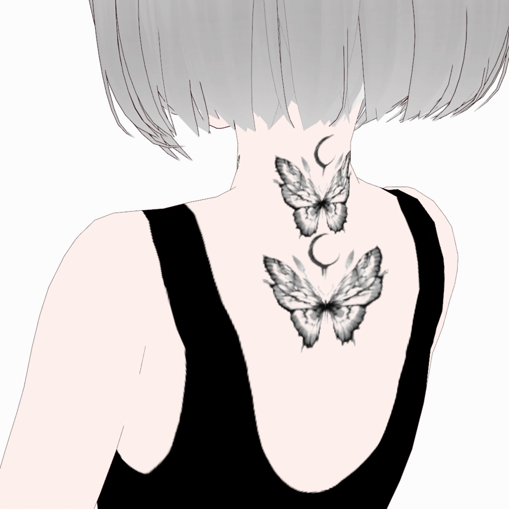 【Free】蝶と月のタトゥー butterfly & moon tattoo vroid