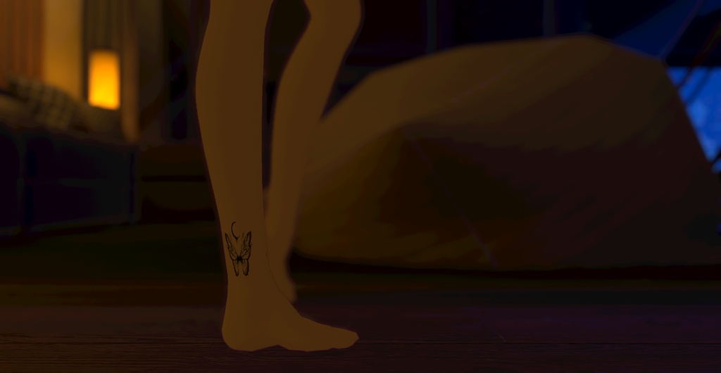 【Free】蝶と月のタトゥー butterfly & moon tattoo vroid