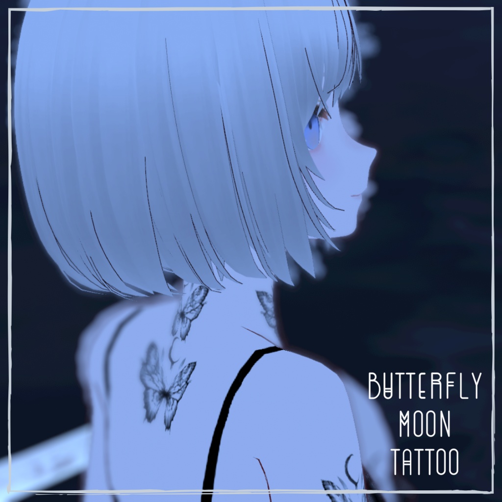 【Free】蝶と月のタトゥー butterfly & moon tattoo vroid 