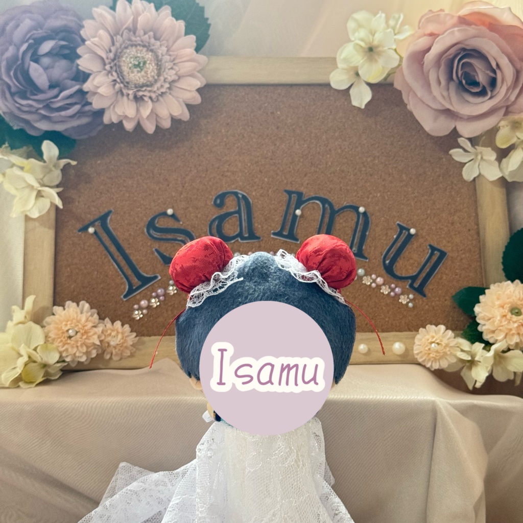 ぬい服 チャイナヘッドドレス 【レッド×ホワイト】