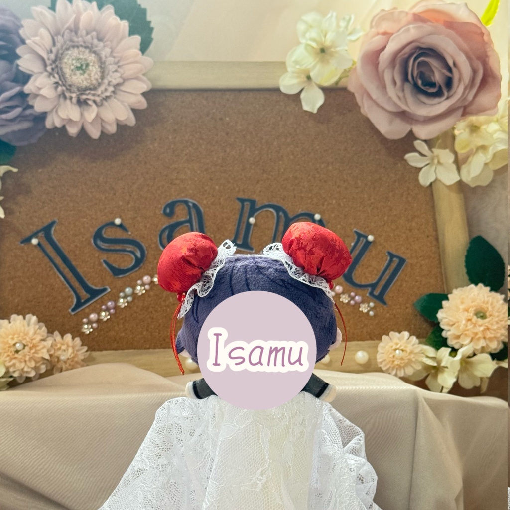 ぬい服 チャイナヘッドドレス 【レッド×ホワイト】