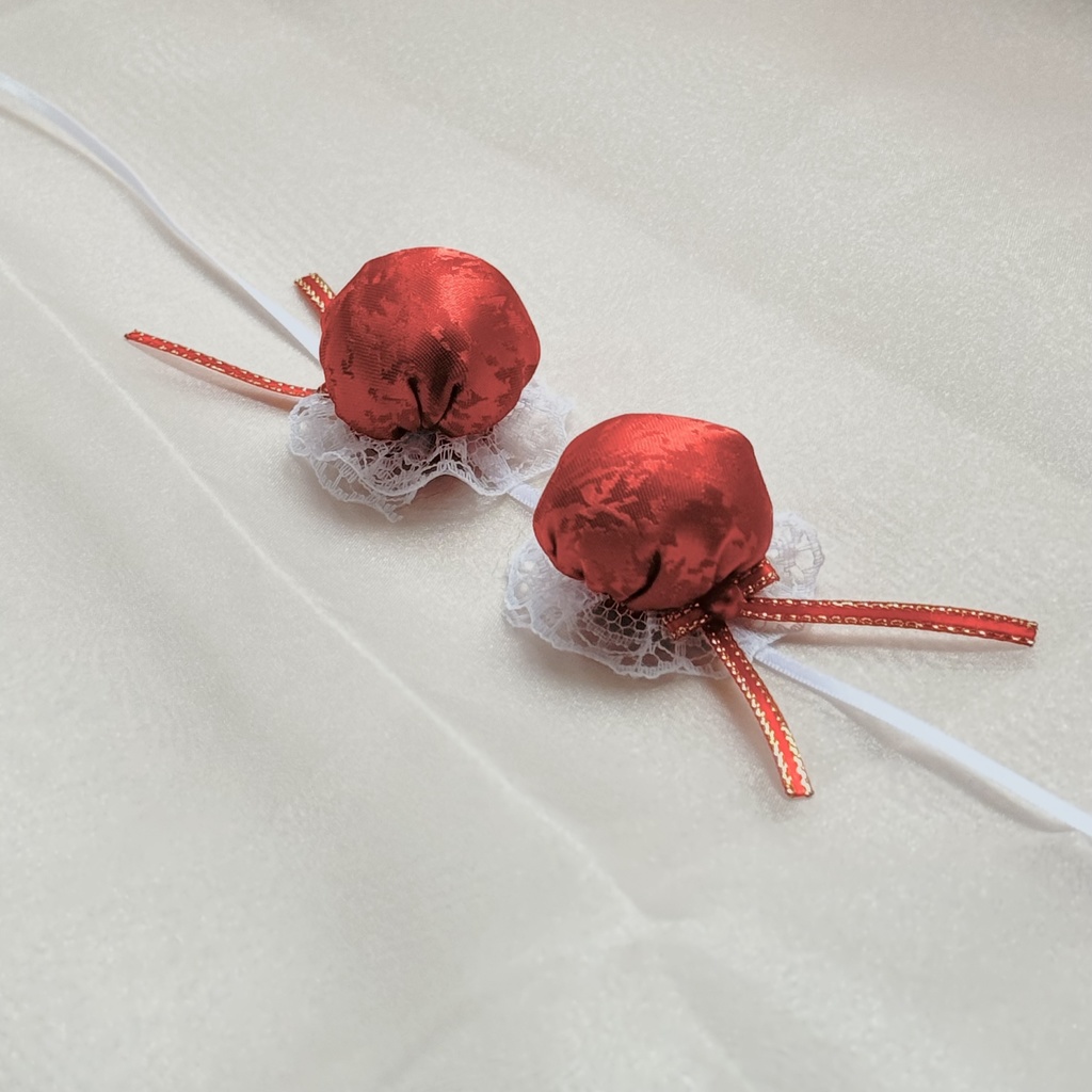 ぬい服 チャイナヘッドドレス 【レッド×ホワイト】