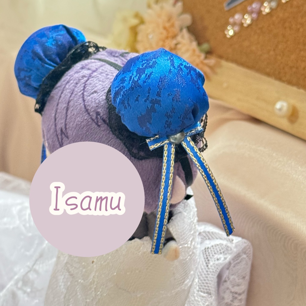 ぬい服 ヘッドドレス チャイナヘッドドレス 【ブルー×ブラック】