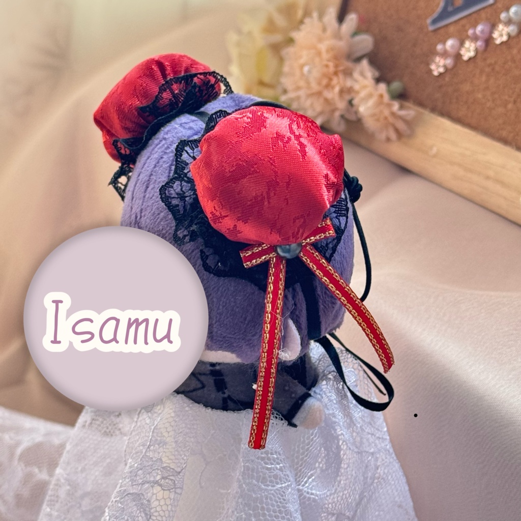 ぬい服ヘッドドレス チャイナヘッドドレス 【レッド×ブラック】