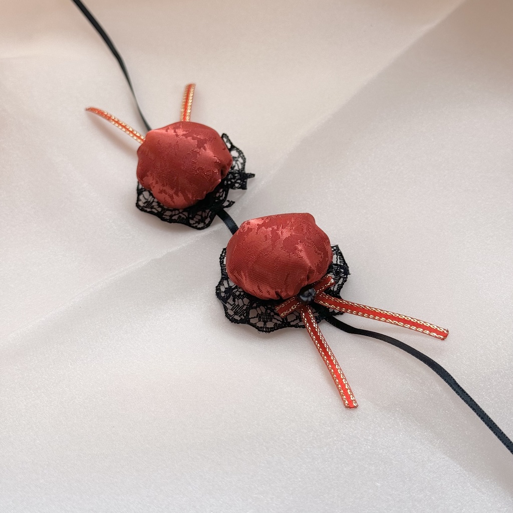 ぬい服ヘッドドレス チャイナヘッドドレス 【レッド×ブラック】