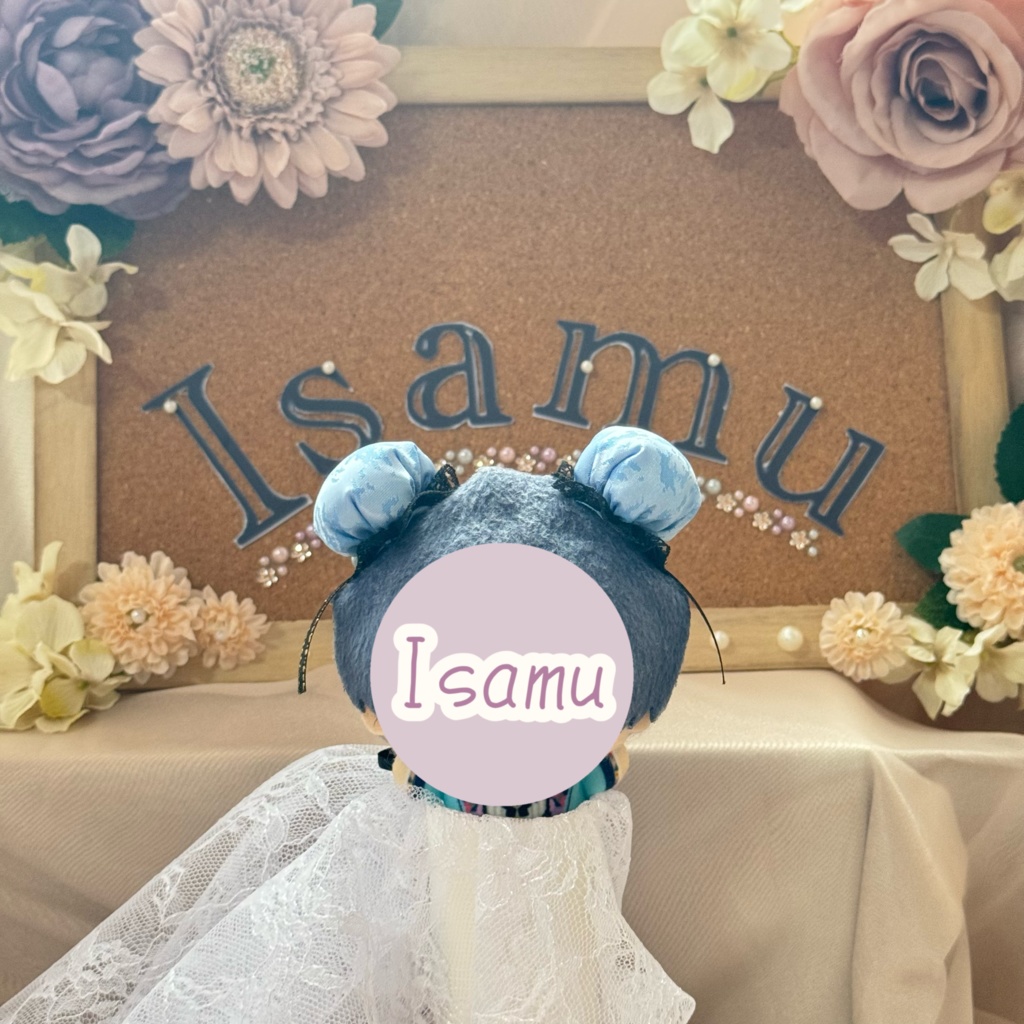 ぬい服ヘッドドレス チャイナヘッドドレス 【水色×ブラック】