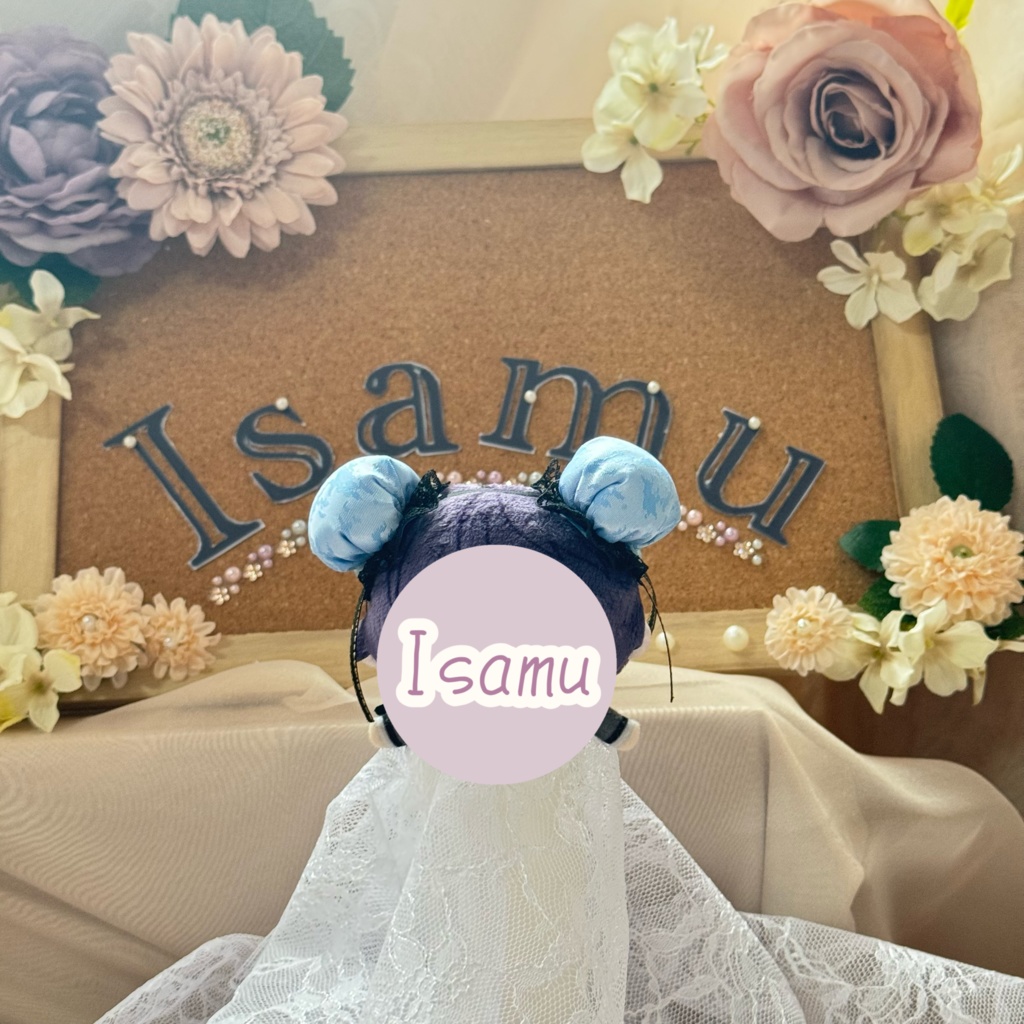 ぬい服ヘッドドレス チャイナヘッドドレス 【水色×ブラック】