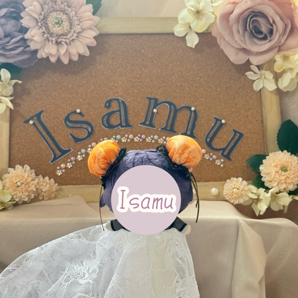 ぬい服ヘッドドレス チャイナヘッドドレス 【オレンジ×ブラック】