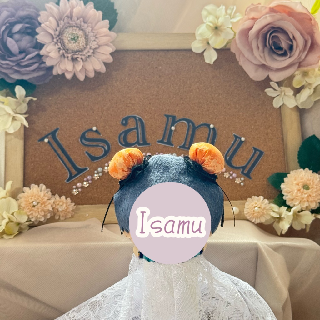 ぬい服ヘッドドレス チャイナヘッドドレス 【オレンジ×ブラック】