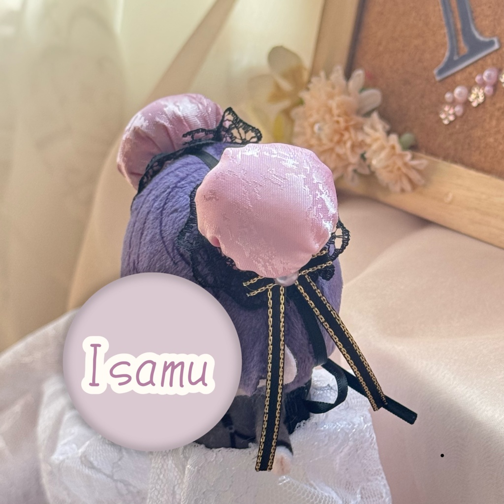 ぬい服ヘッドドレス チャイナヘッドドレス 【ピンク×ブラック】