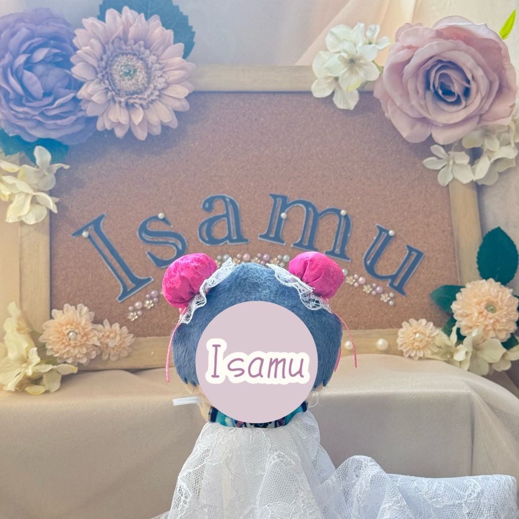 ぬい服ヘッドドレス チャイナヘッドドレス 【濃ピンク×ホワイト】