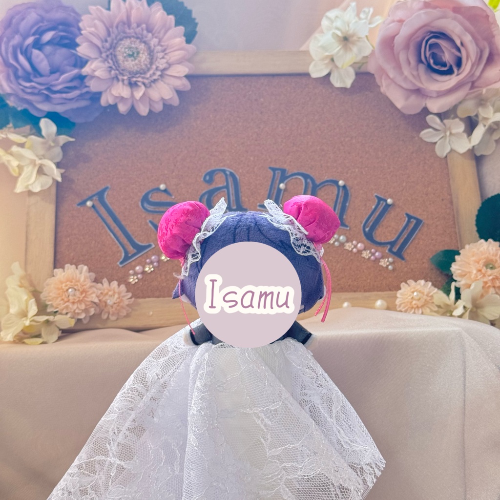 ぬい服ヘッドドレス チャイナヘッドドレス 【濃ピンク×ホワイト】