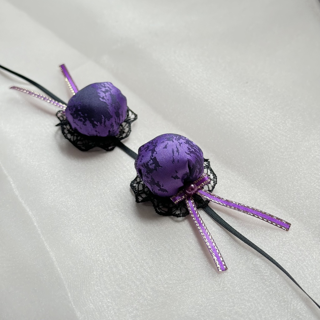 ぬい服ヘッドドレス チャイナヘッドドレス 【バイオレット×ブラック】