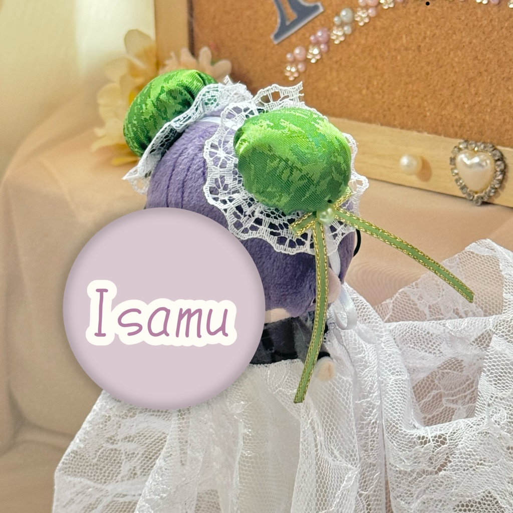 ぬい服ヘッドドレス チャイナヘッドドレス 【グリーン×ホワイト】