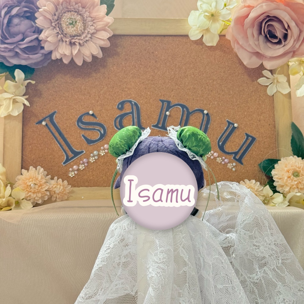 ぬい服ヘッドドレス チャイナヘッドドレス 【グリーン×ホワイト】