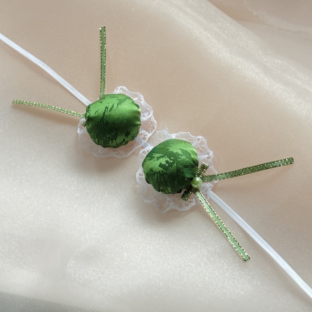 ぬい服ヘッドドレス チャイナヘッドドレス 【グリーン×ホワイト】