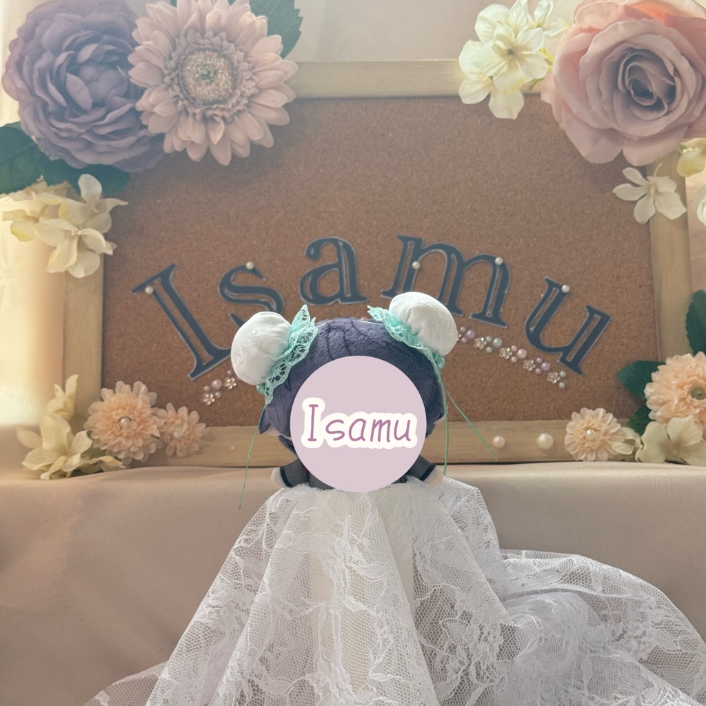 ぬい服ヘッドドレス チャイナヘッドドレス 【ホワイト×ミントグリーン】