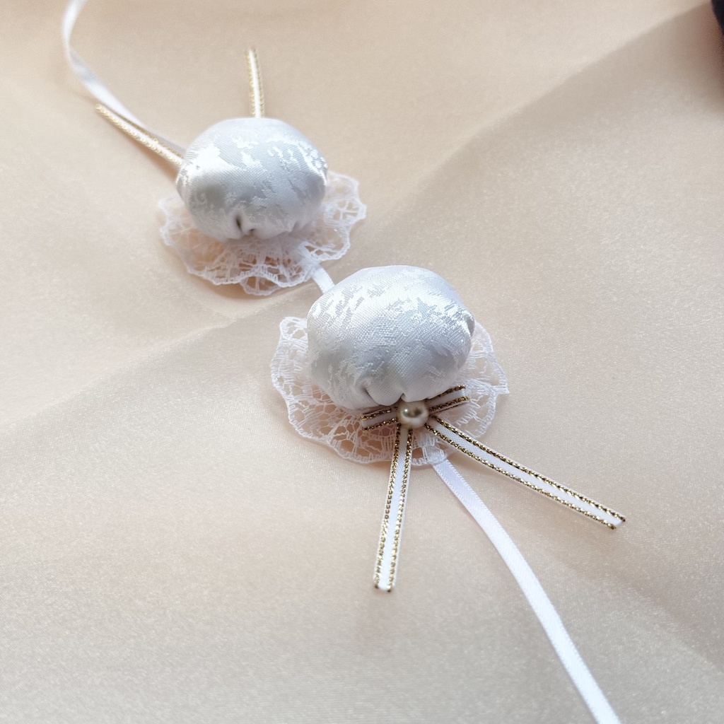 ぬい服ヘッドドレス チャイナヘッドドレス 【ホワイト×ゴールド】