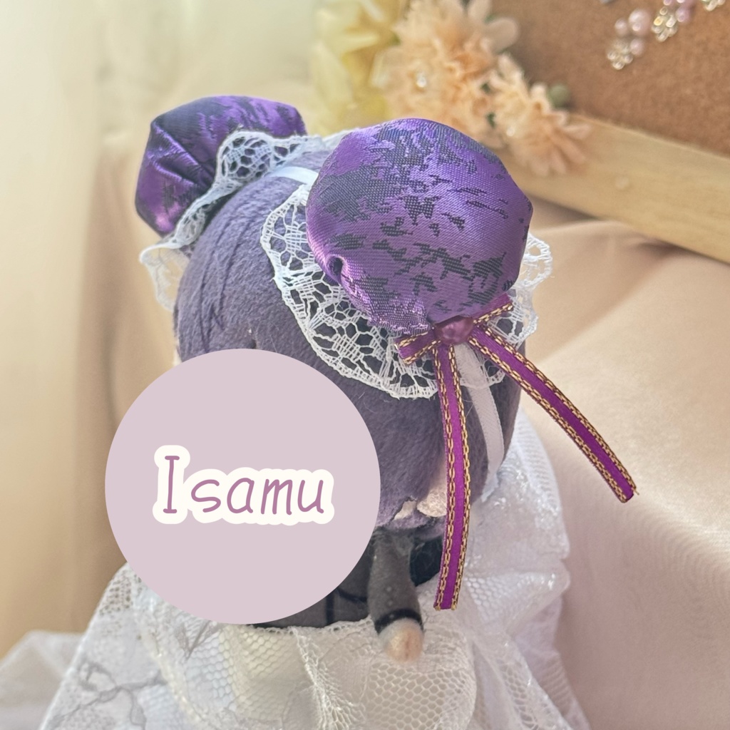 ぬい服ヘッドドレス チャイナヘッドドレス 【バイオレット×ホワイト】
